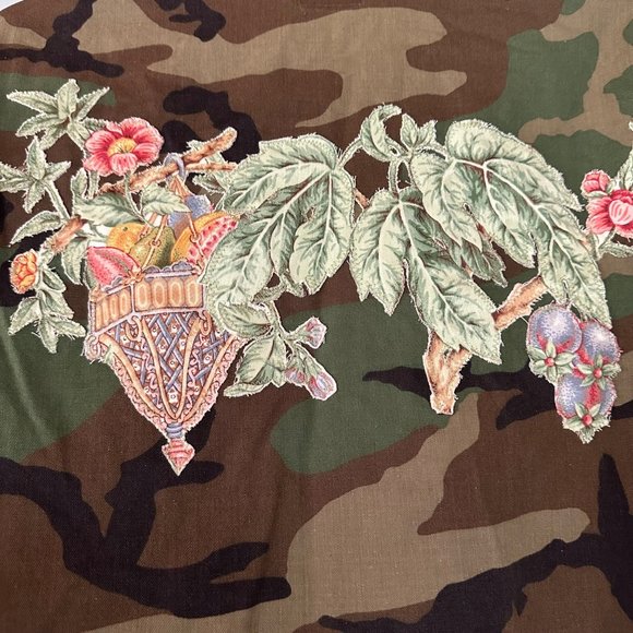 Custom Oversized Camo Jacket Floral Applique Unisex S Vintage Handmade Crop Art - Picture 4 of 10